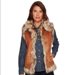 Tasha Polizzi Suede/Shearling Vest Faux Coyote Fur